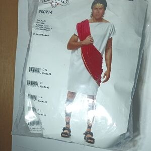 White and Red Men's Toga Costume Size 46-48